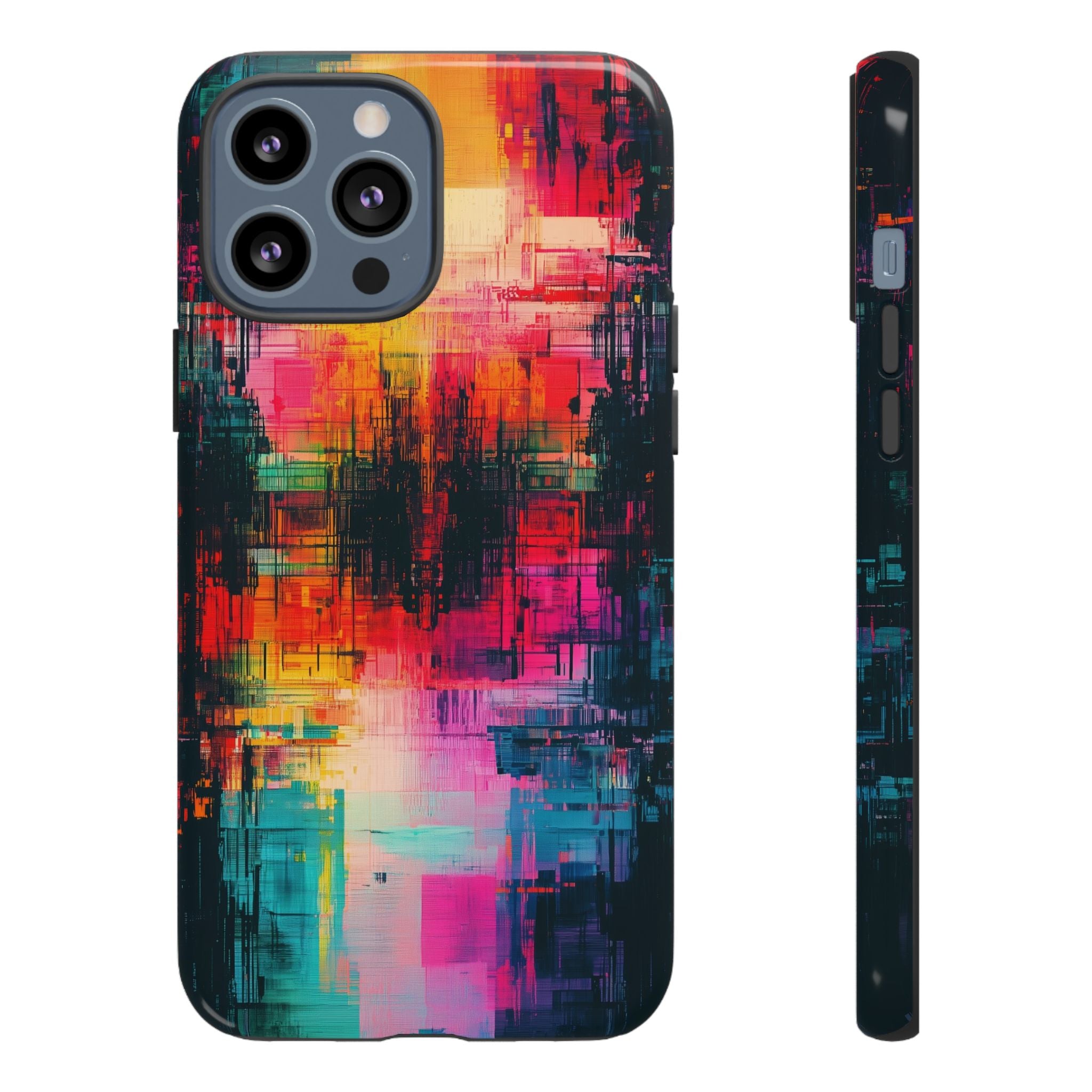 Abstract Neon Glitch Art Tough iPhone Case