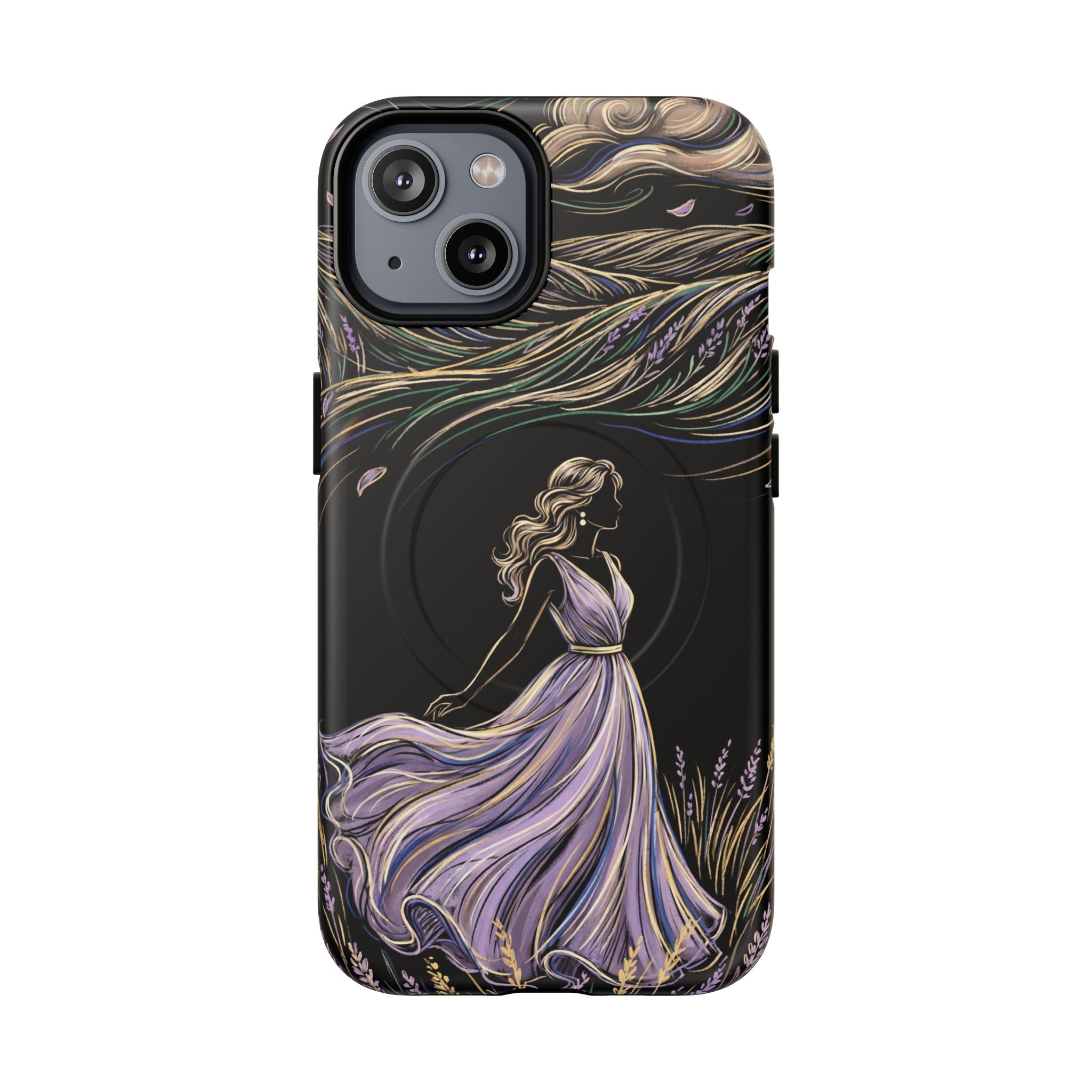 Lavender Breeze MagSafe iPhone Case | Elegant Dancing Woman Floral Protection