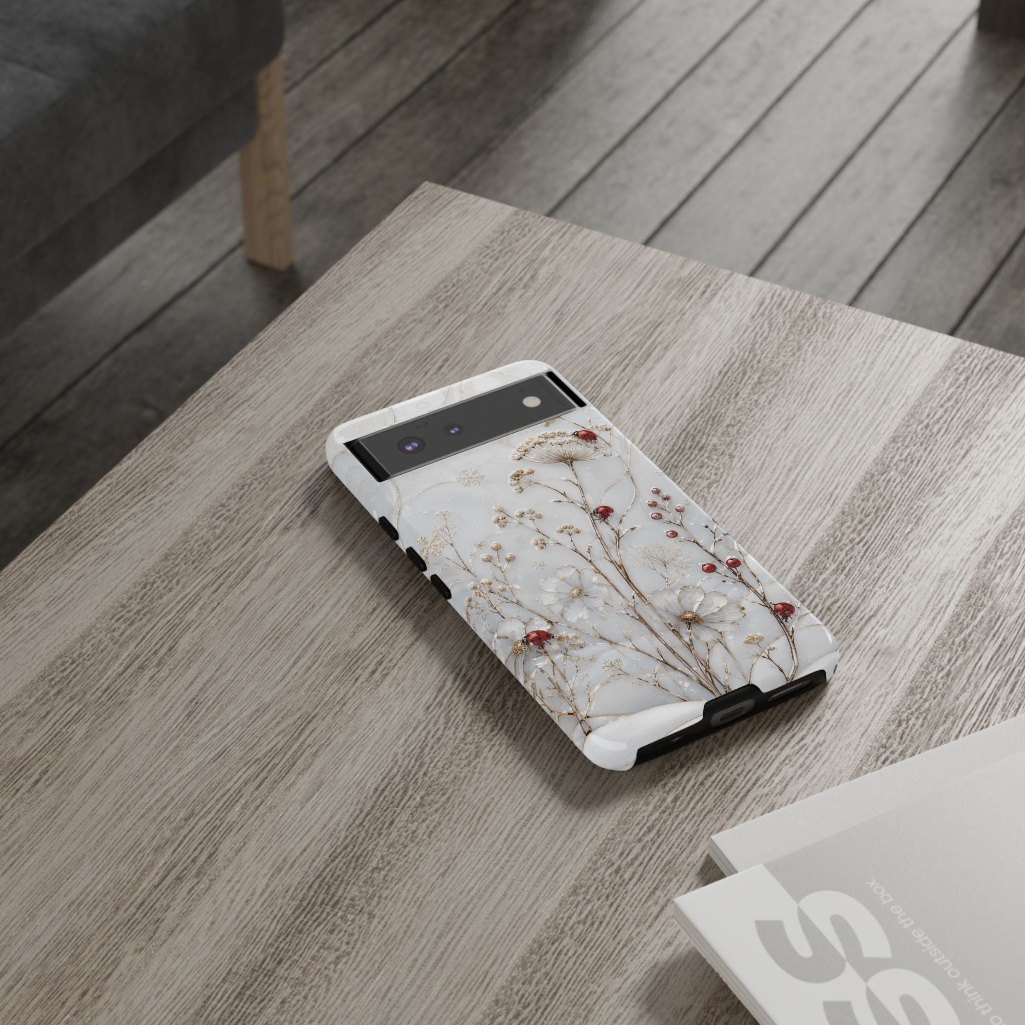 Ladybug Floral Google Pixel Phone Case | White Flower iPhone Case