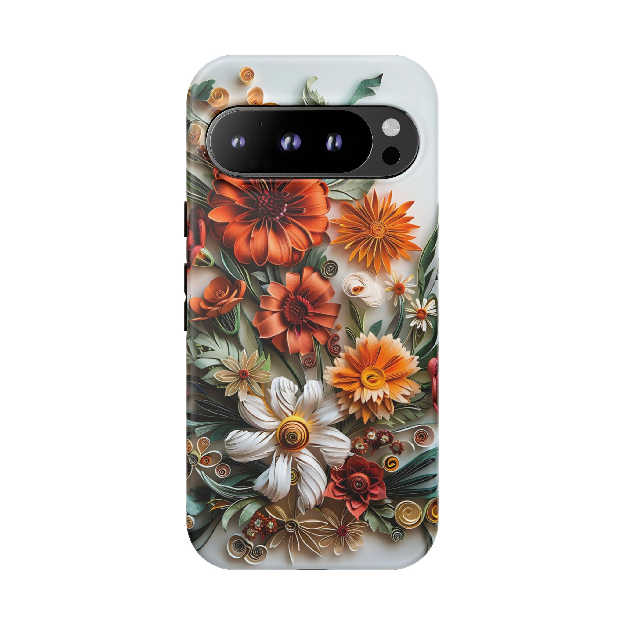 Floral Quilling Tough Google Pixel Case — Orange Daisy