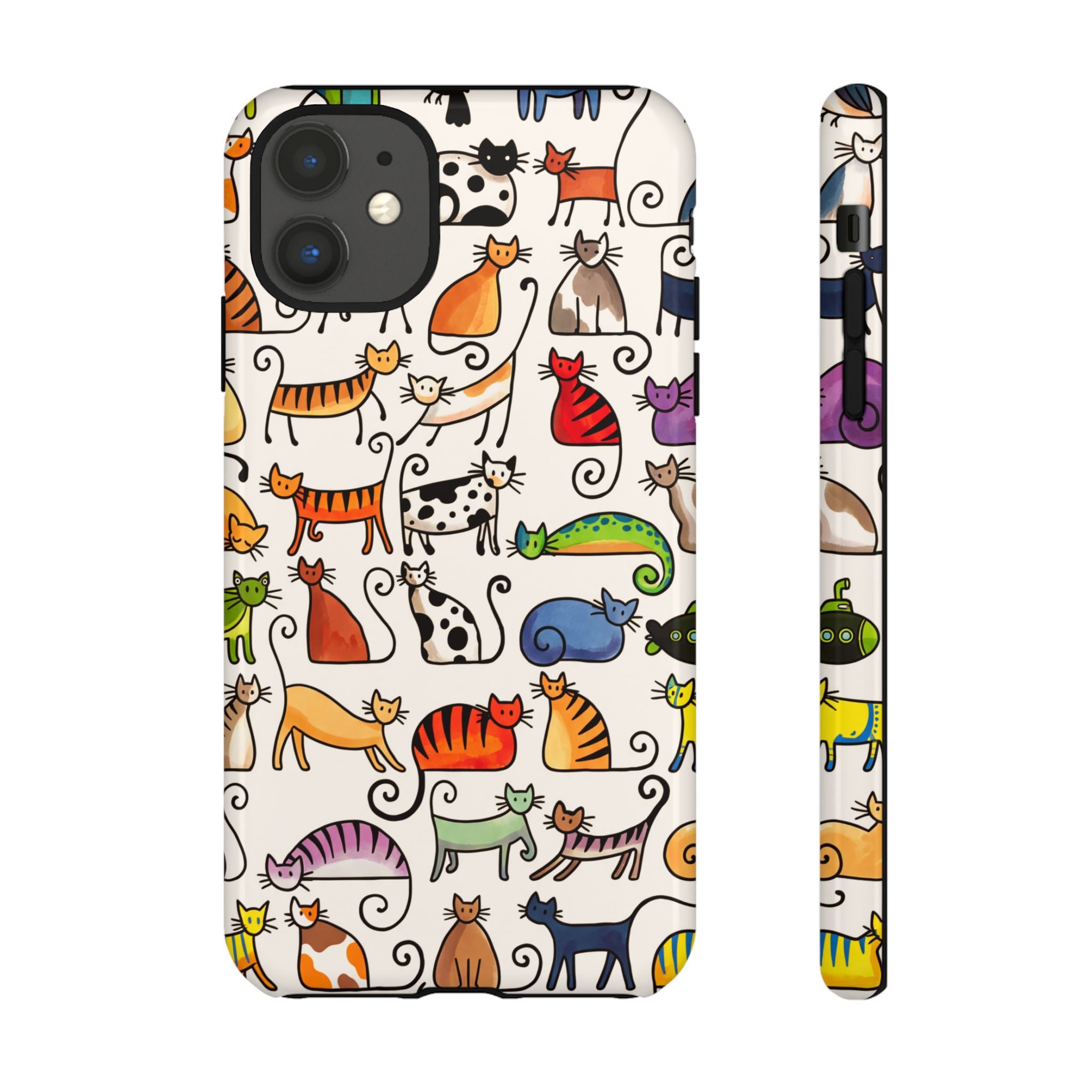 Cat Pattern Tough iPhone Case | Colourful Cartoon Cats