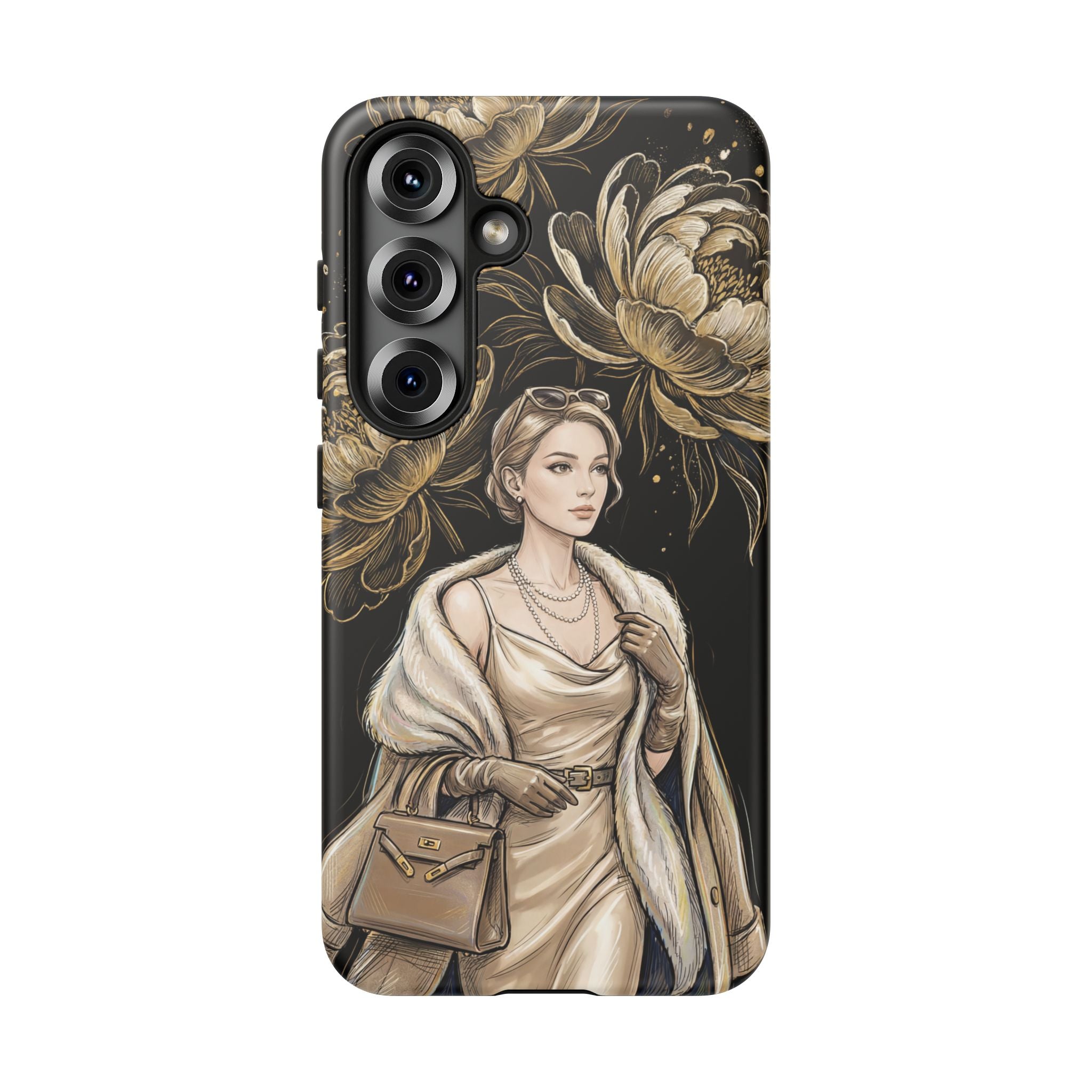 Elegant Vintage Lady Floral Samsung Galaxy Phone Case | Chic Protective Cover for Women