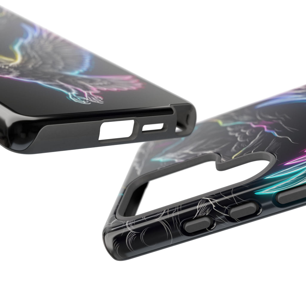 Neon Eagle Samsung Galaxy Phone Case with Mountain Design