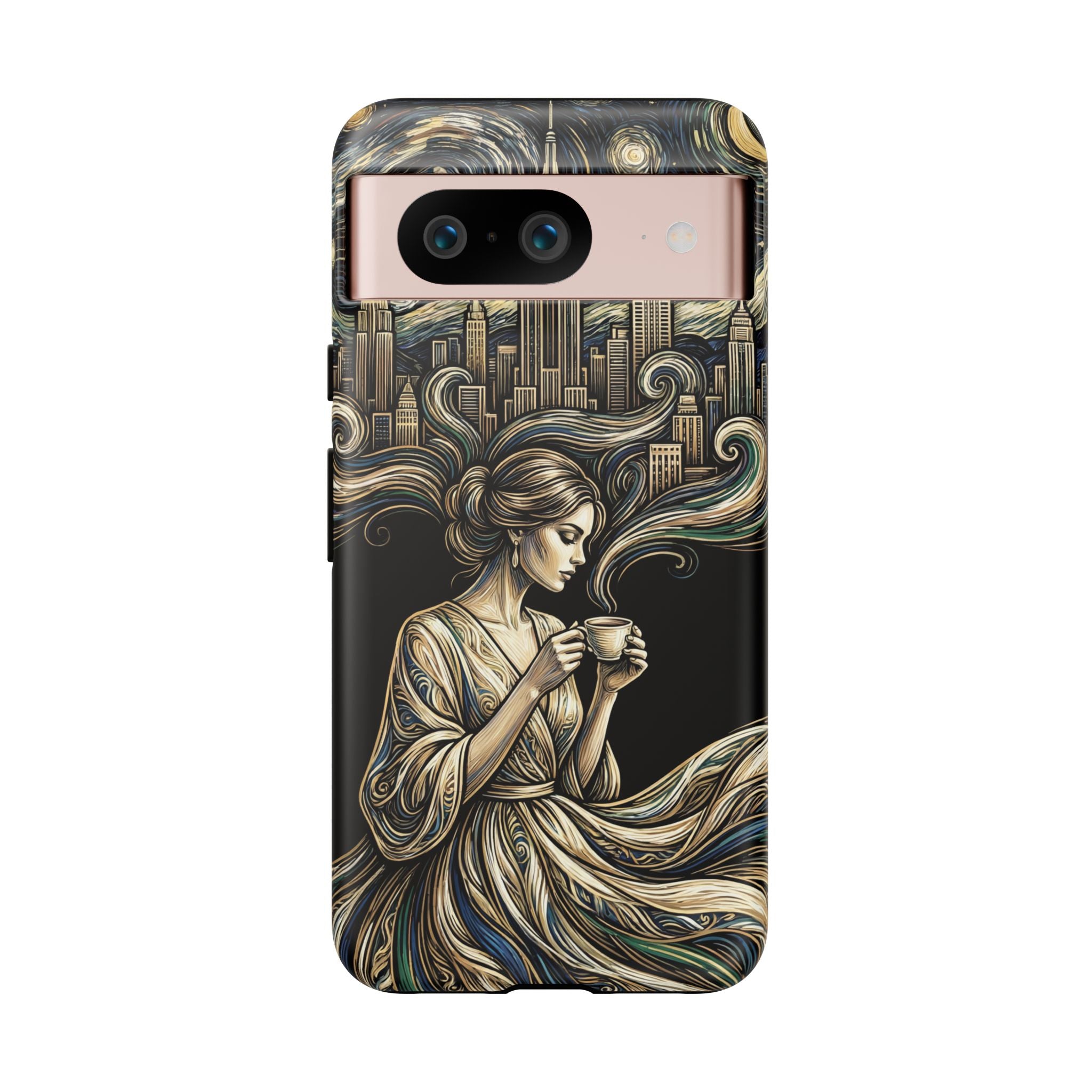 Vintage Cityscape Woman Tea Art Google Pixel Phone Case