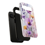 Floral Watercolour Tough Google Pixel Case | Purple & Yellow Wildflowers