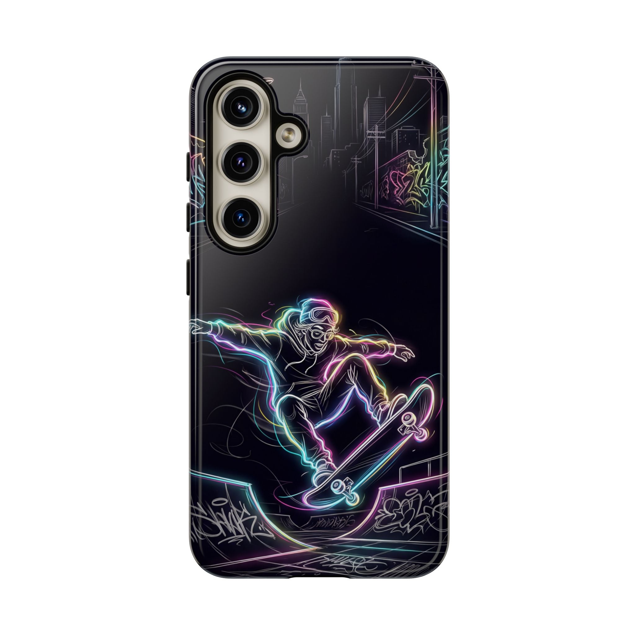 Neon Skateboard Samsung Galaxy Phone Case | Glow Skatepark Protective Cover