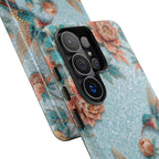 Cover per Samsung Galaxy in robusto materiale, fantasia colibrì e fiori | Design vintage giardino blu