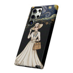 Vintage Starry Night Fashion Samsung Galaxy Phone Case | Elegant Lady in White Dress