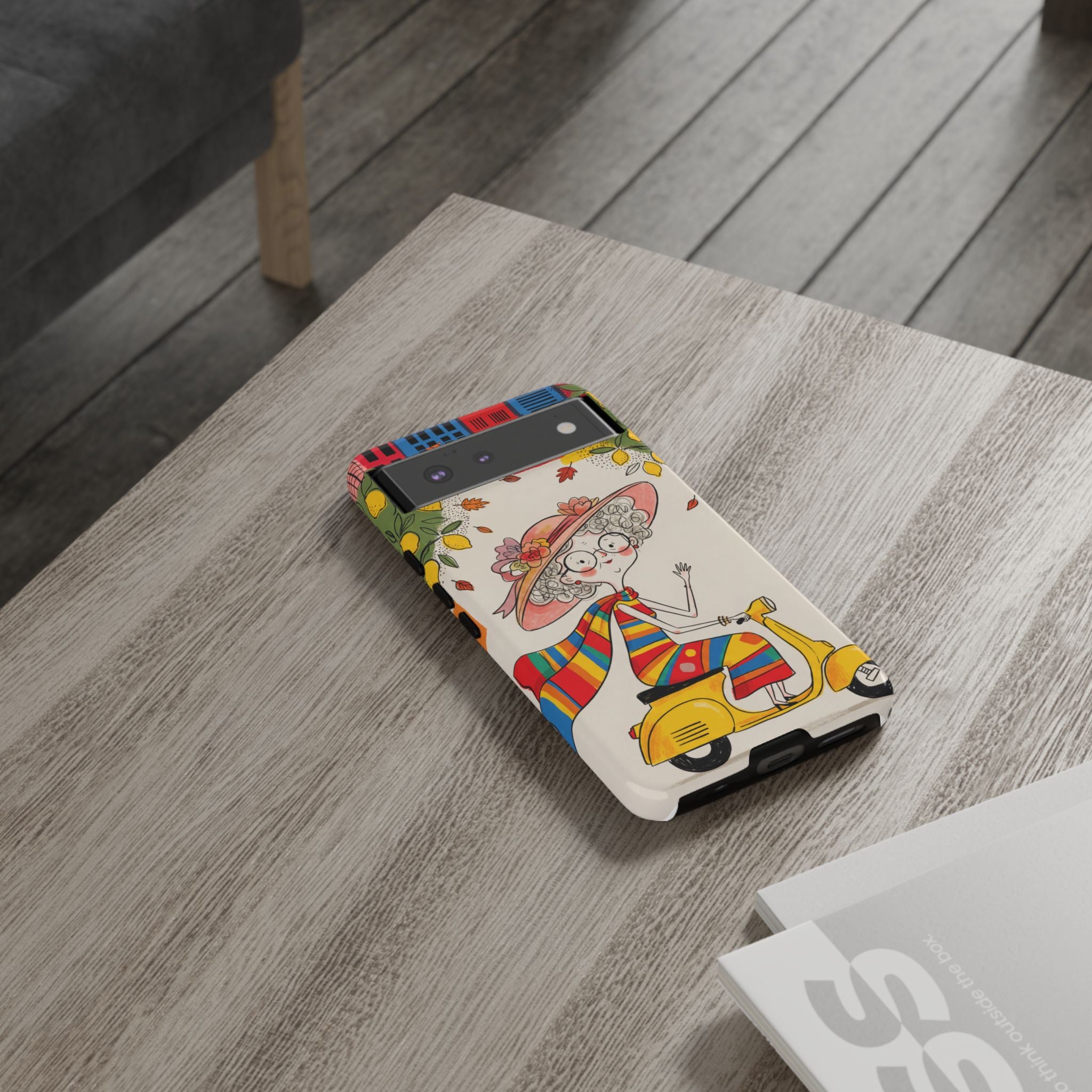 Vintage Scooter Granny Google Pixel Phone Case | Colourful Retro Elderly Lady Design
