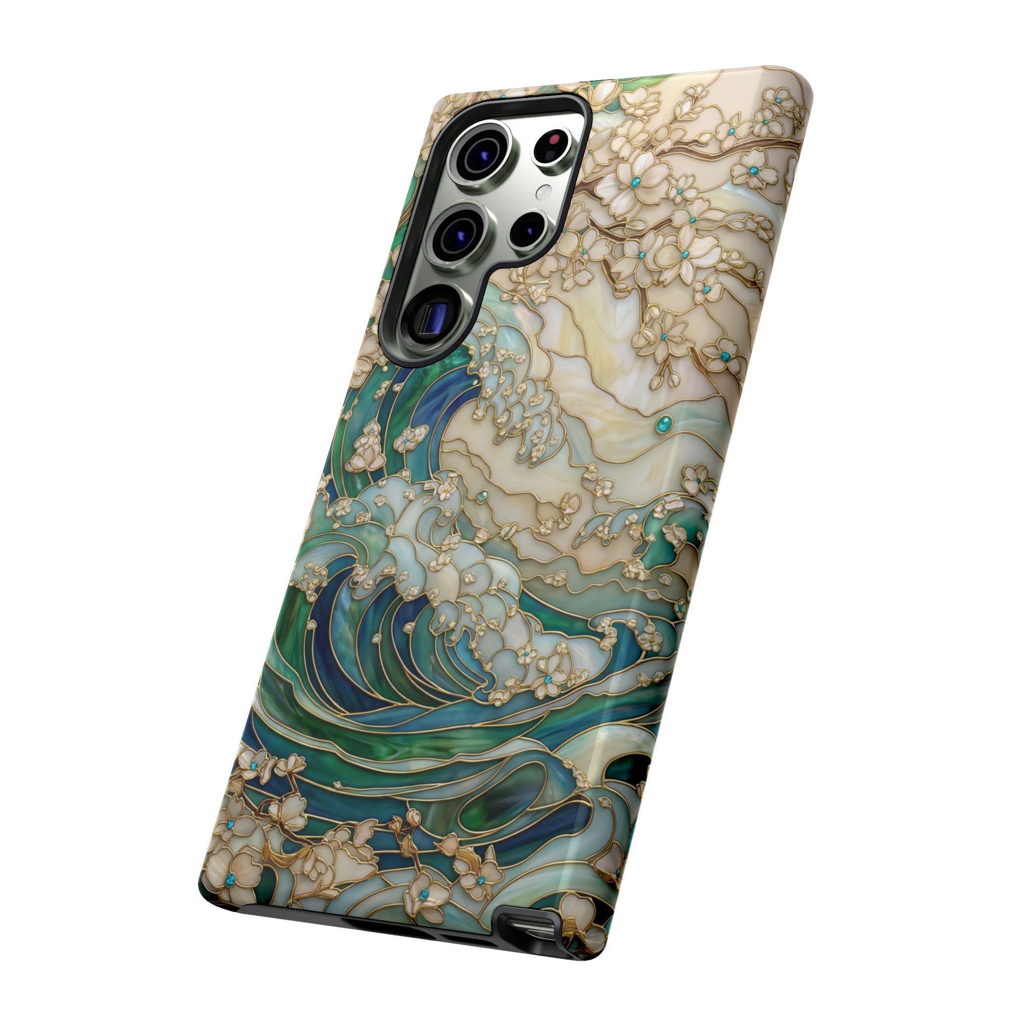 Elegant Ocean Wave Floral Art Samsung Galaxy Case