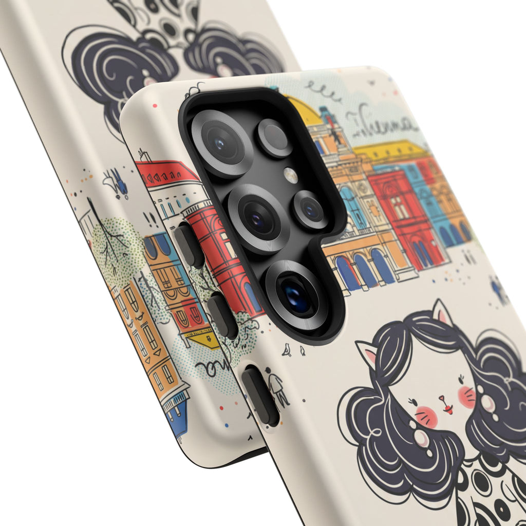 Cute Parisian Cat Girl Samsung galaxy Phone Case | Ballet Slippers Illustration Tough Case