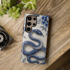 Asian Zodiac Snake Samsung Galaxy Phone Case | Blue & White Porcelain Slim Shockproof Case | Year of the Snake