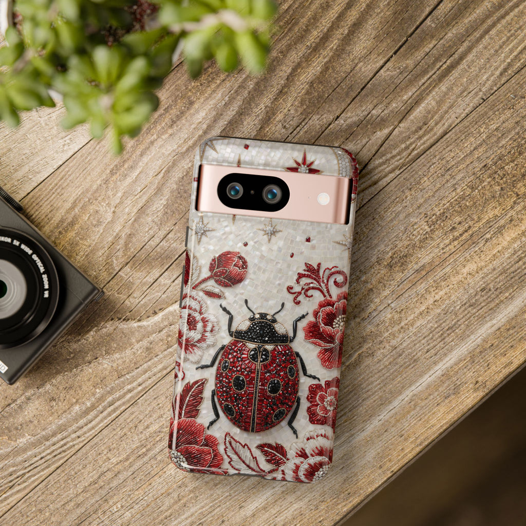 Cover protettiva "Vintage Red Beetle" per Google Pixel | Fantasia Floreale Coccinella