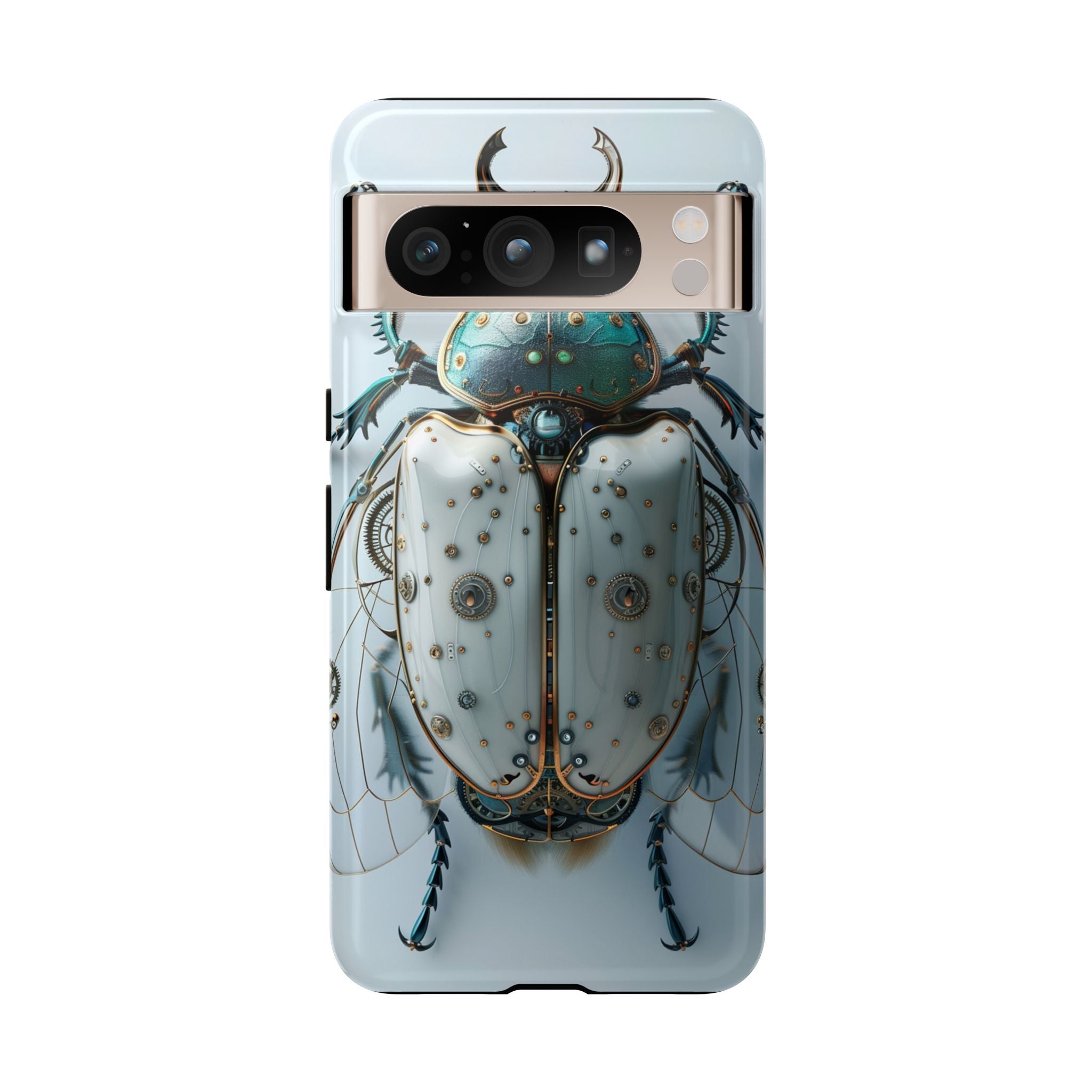 Steampunk White Beetle Protective Tough Google Pixel Case