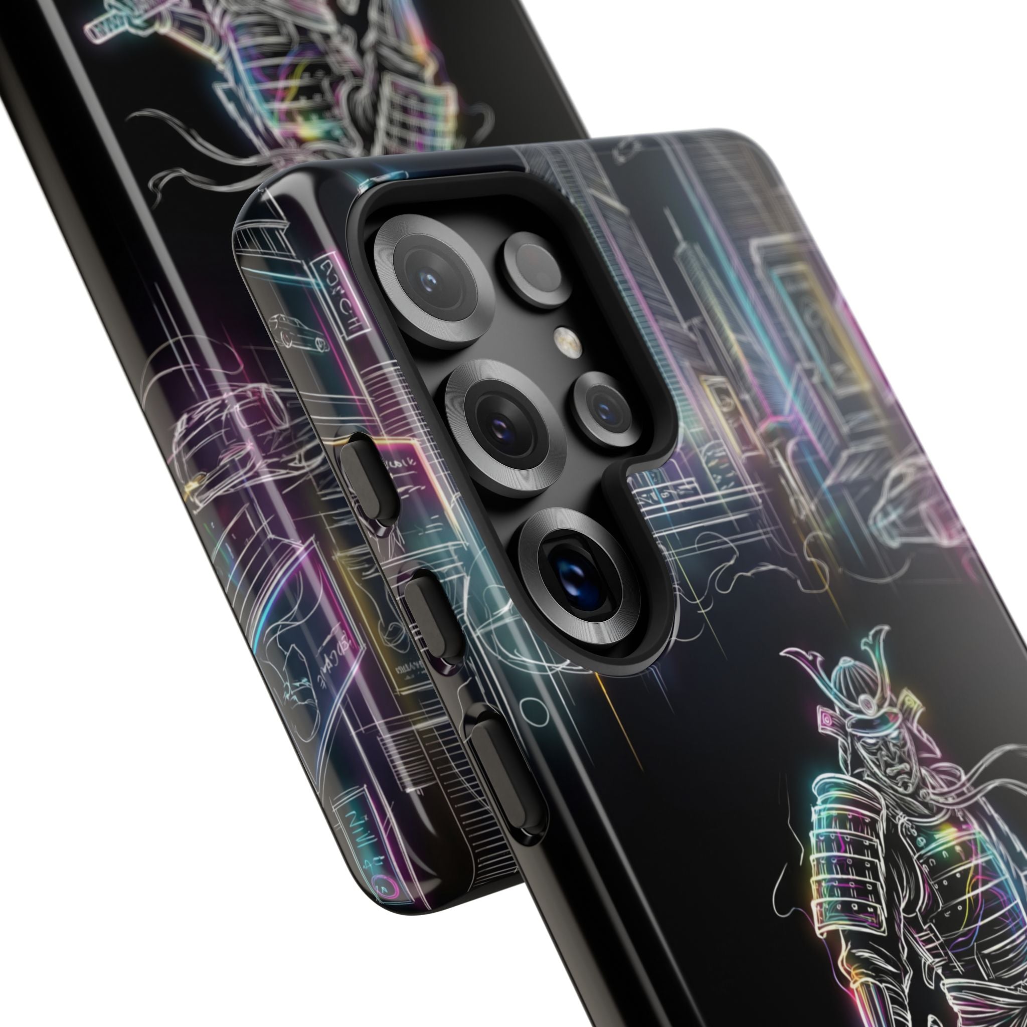 Neon Samurai Samsung Galaxy Phone Case | Cyberpunk City Armor