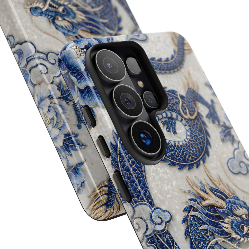 Asian Zodiac Dragon Samsung Galaxy Phone Case V2 | Blue & White Porcelain Luxury Protective Case | Year of the Dragon Gift