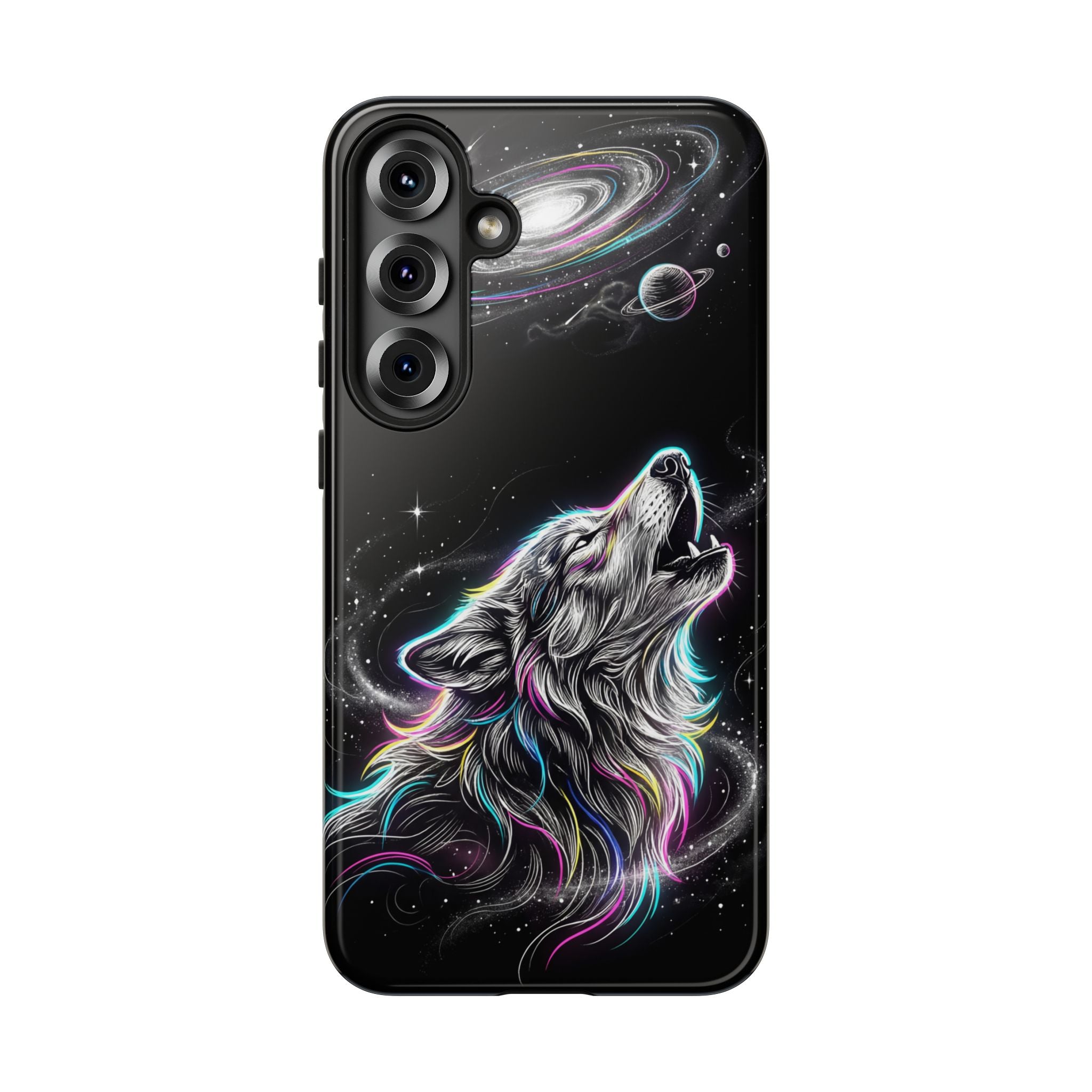 Wolf Galaxy Tough Samsung Galaxy Phone Case | Colorful Howling Wolf Space Design