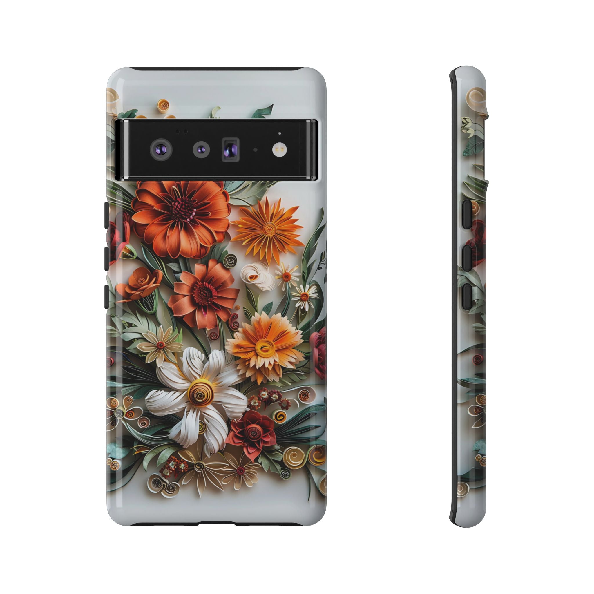 Floral Quilling Tough Google Pixel Case — Orange Daisy