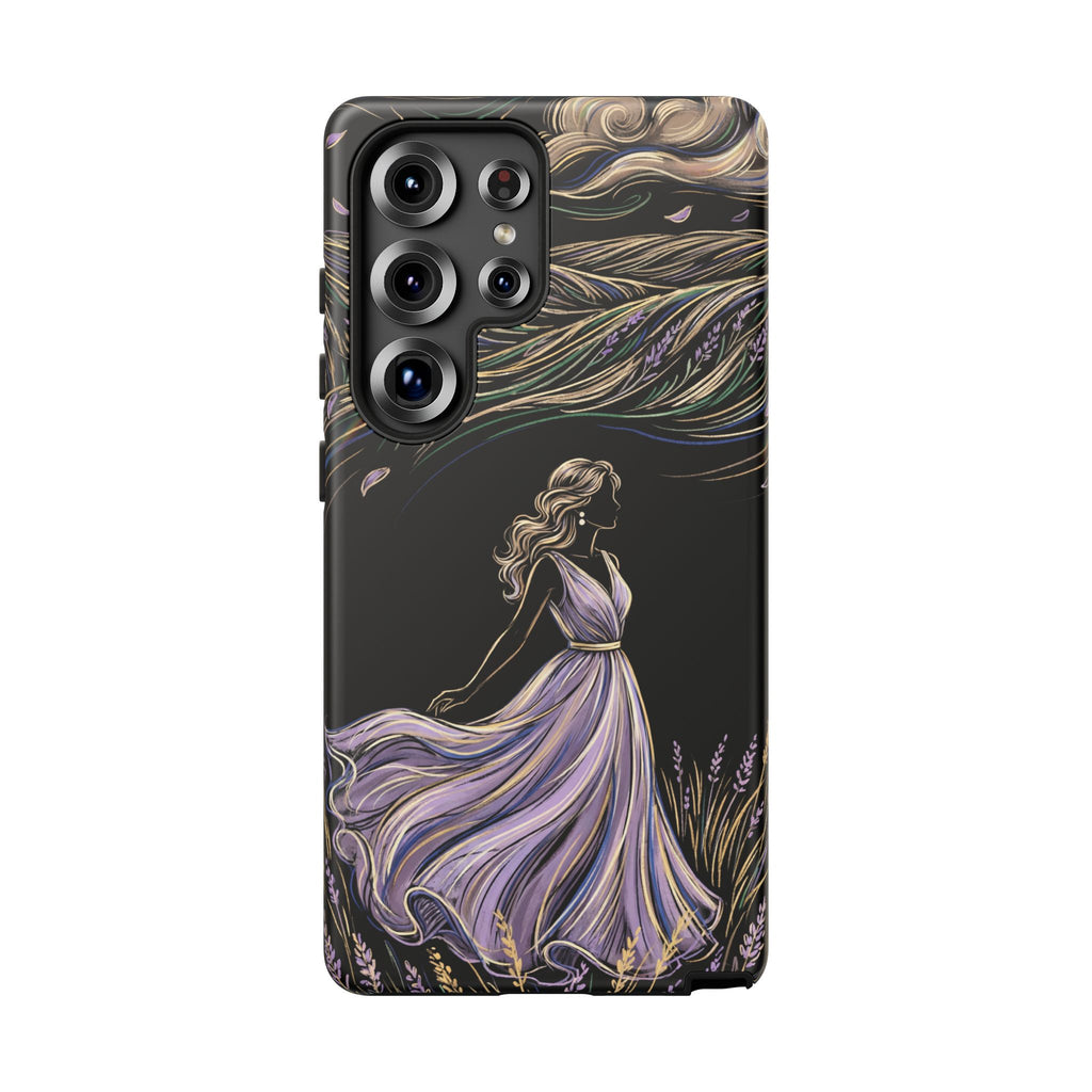 Cover per telefono Samsung Galaxy Lavander Breeze | Elegante protezione floreale con donna danzante