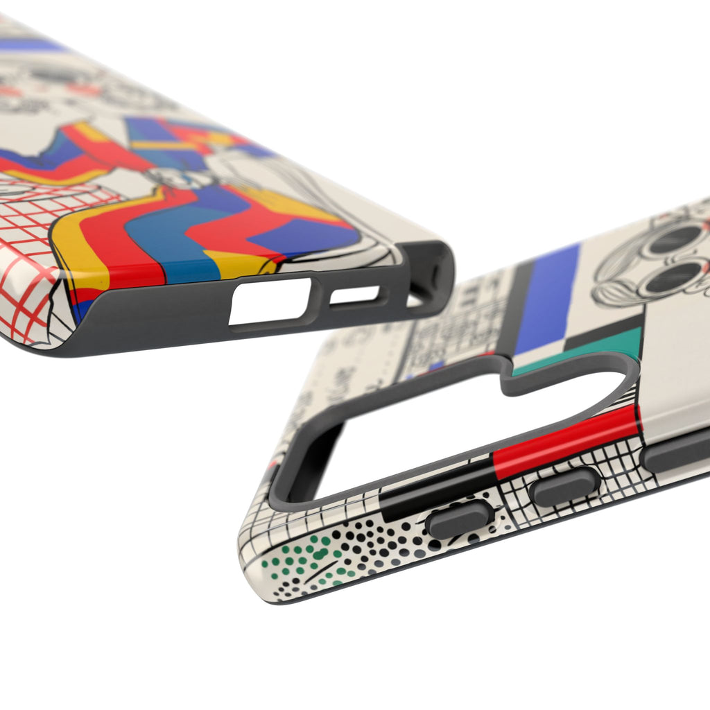 Retro Cafe Samsung Galaxy Phone Case | Colourful Chic Woman Illustration