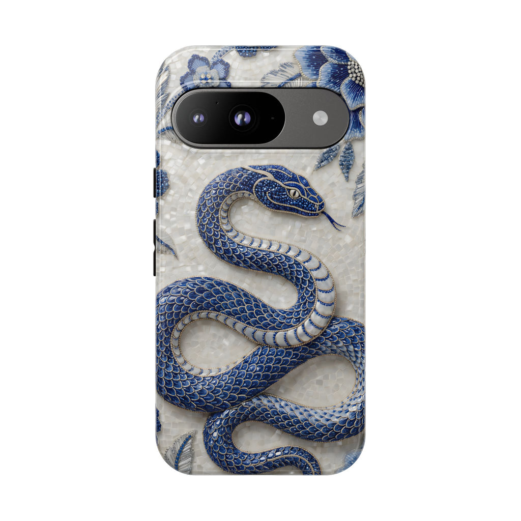 Asian Zodiac Snake Google Pixel Phone Case | Blue & White Porcelain Slim Shockproof Case | Year of the Snake