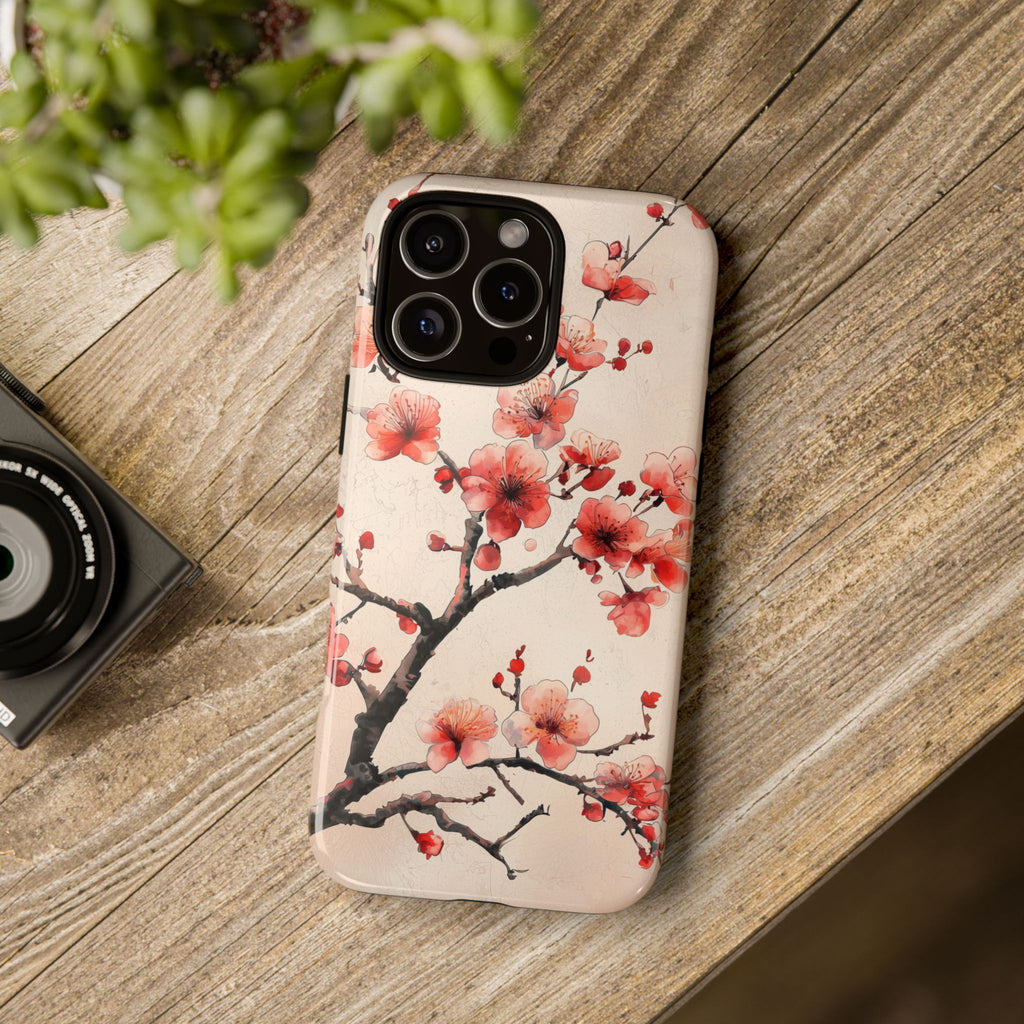 Cherry Blossom iPhone Case | Floral Tough Case with Pink Blossom Branch Design