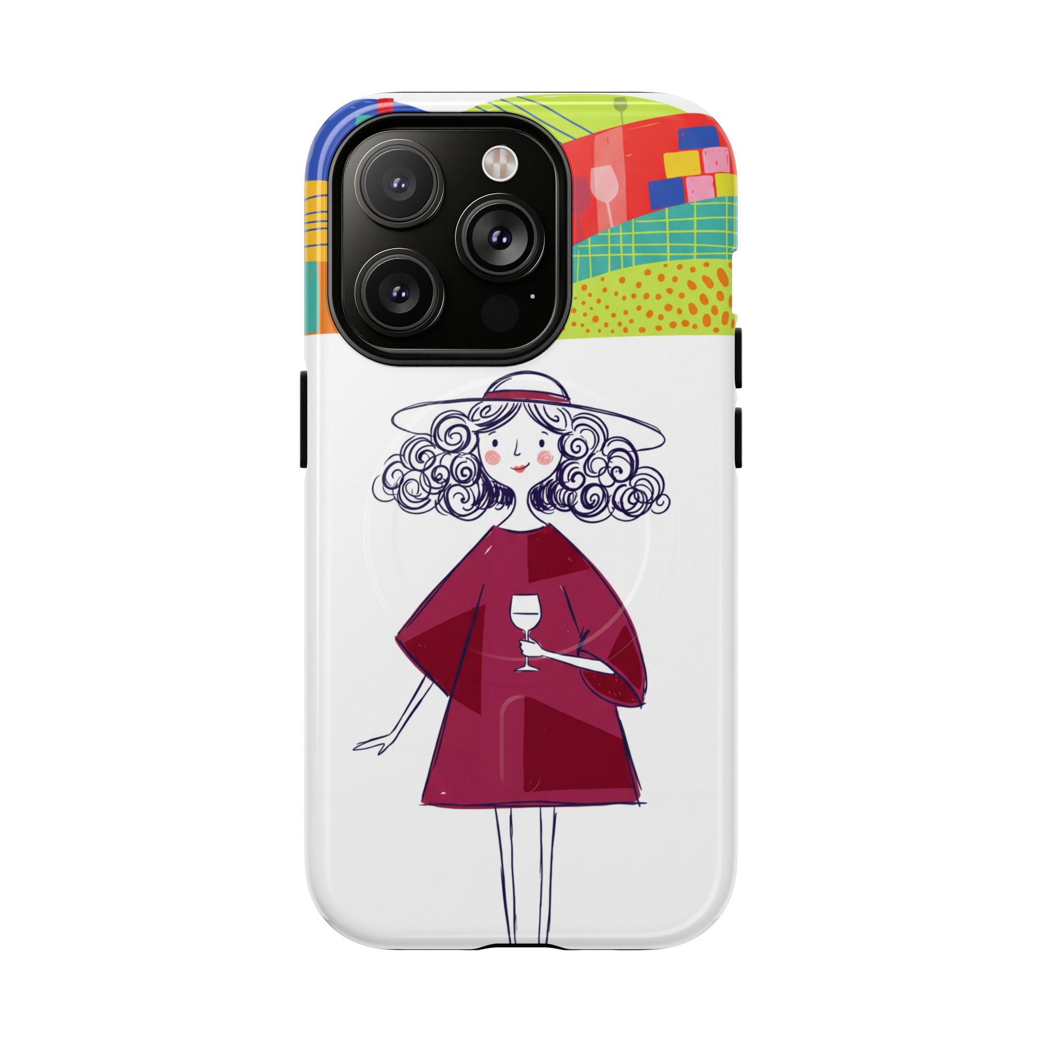 Colourful Artistic Wine Lady MagSafe iPhone Case