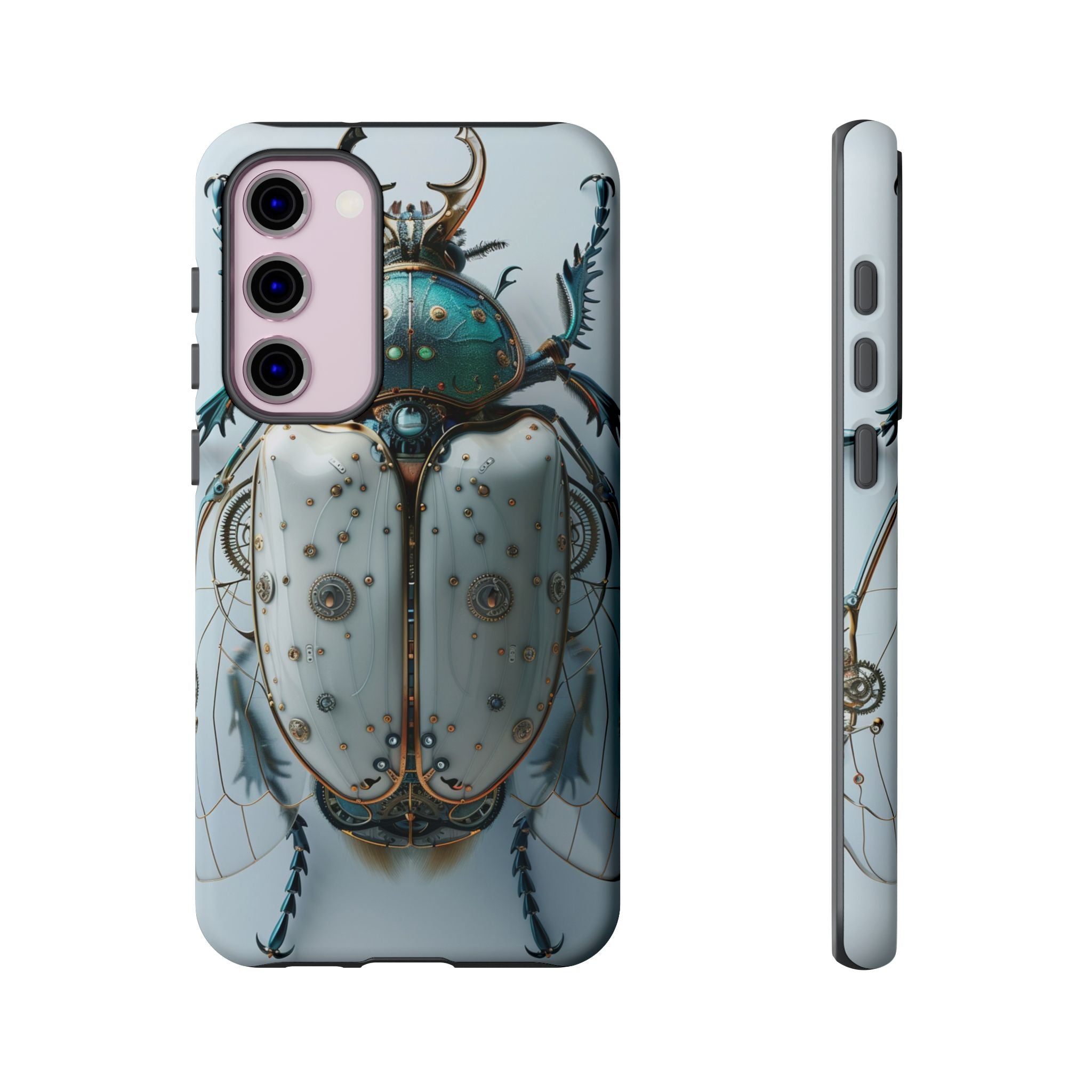 Steampunk White Beetle Protective Tough Samsung Galaxy Case
