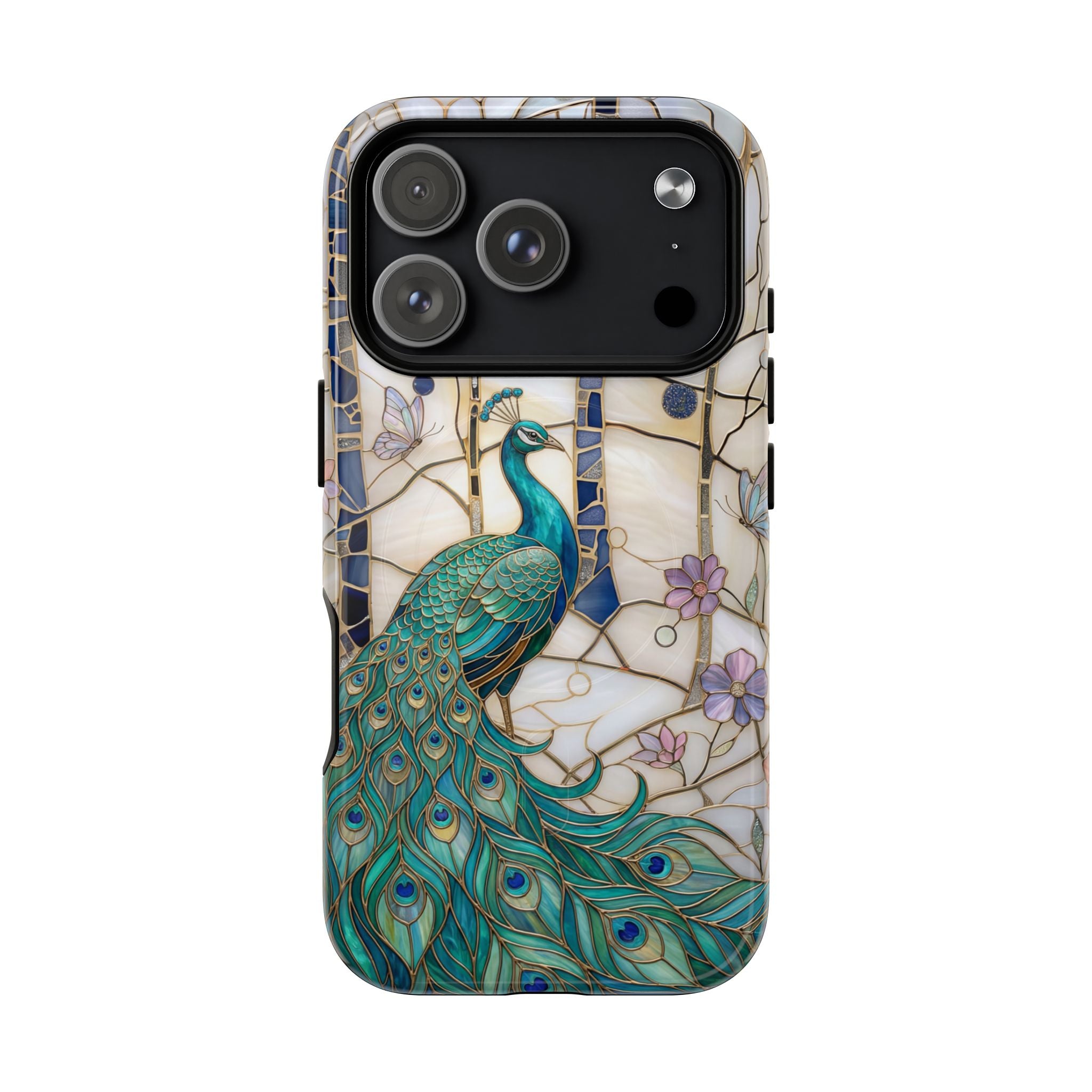 Peacock Stained Glass Tough MagSafe Phone Case