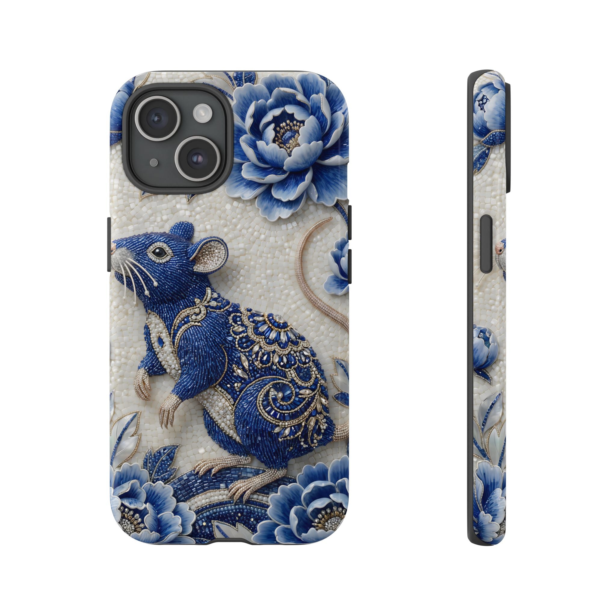 Asian Zodiac Rat iPhone Case | Blue & White Porcelain Art Slim Protective iPhone Case | Year of the Rat Gift