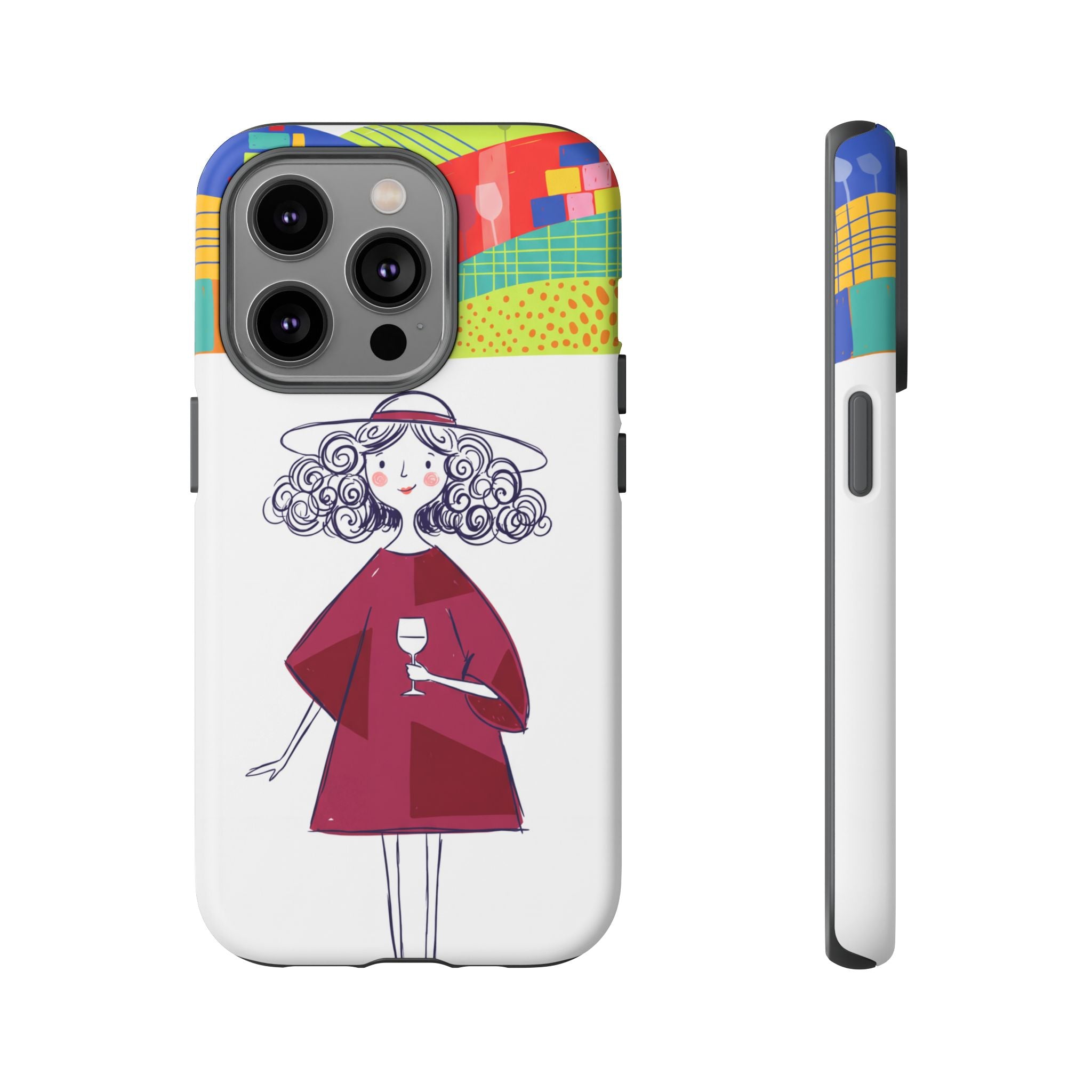Colourful Artistic Wine Lady iPhone Case