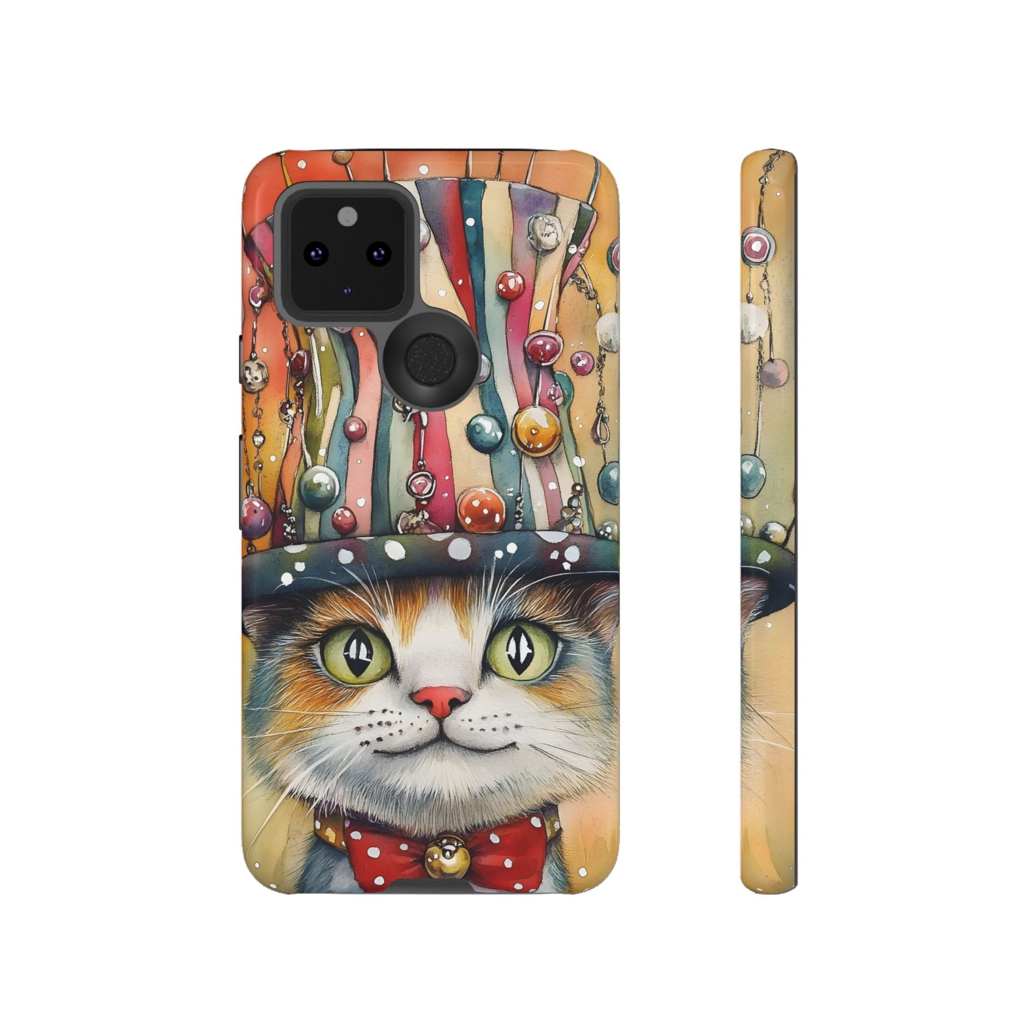 Cat in Colorful Top Hat Google Pixel Case — Whimsical Cat Art iPhone Case