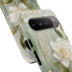 White Floral  Google Pixel Phone Case | Sage Green Botanical Phone Case