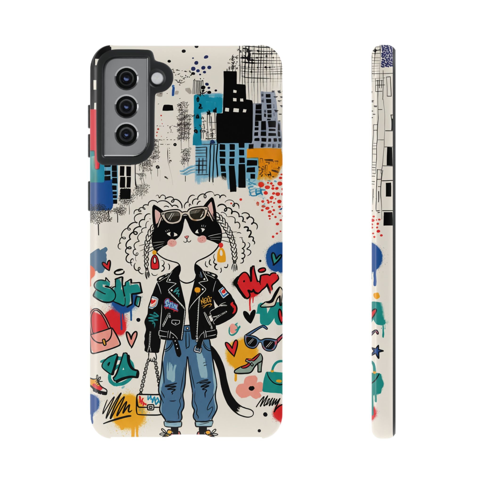 Punk City Cat Graffiti Design Samsung Galaxy Phone Case