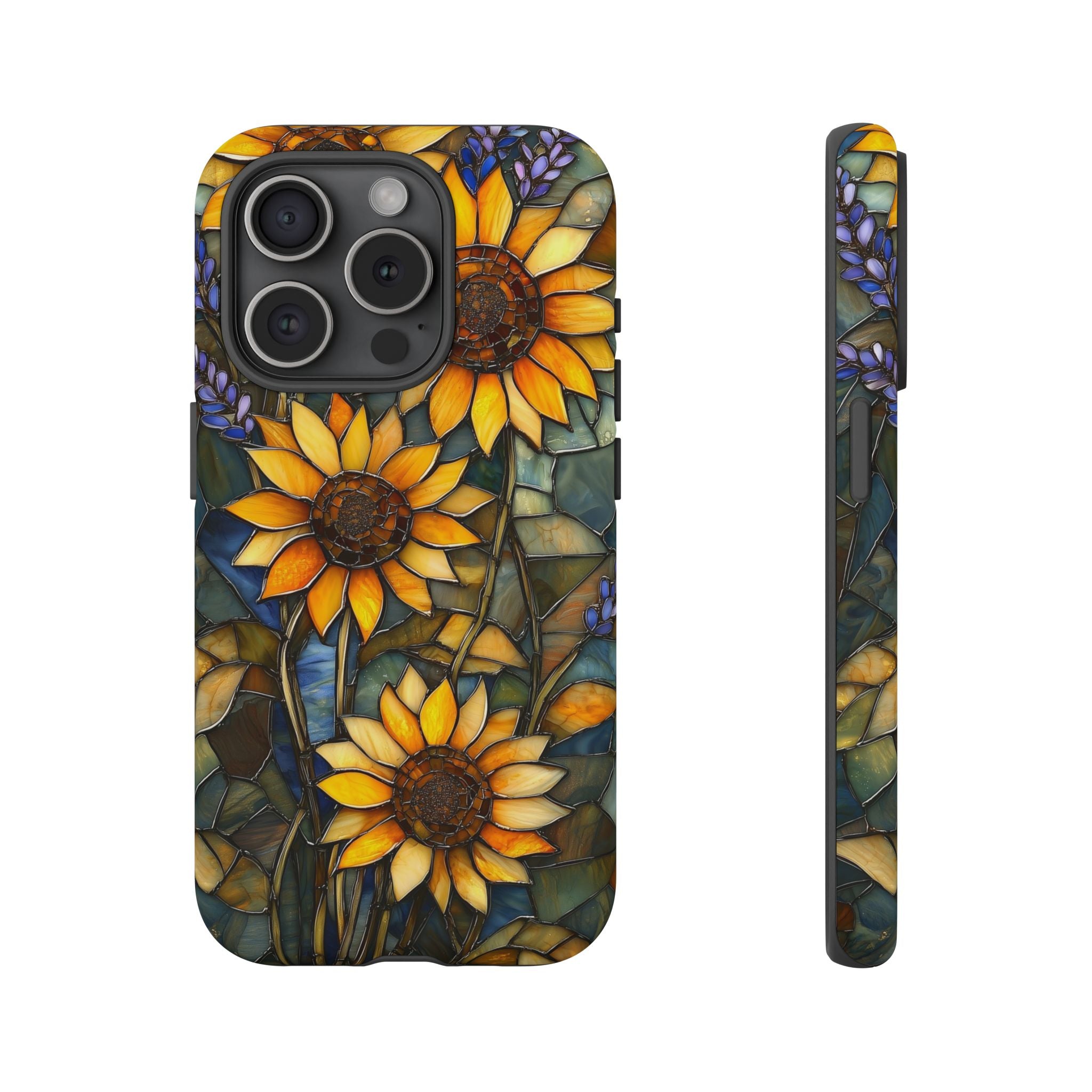 Sunflower Stained Glass Tough iPhone Case | Floral Protective Cover