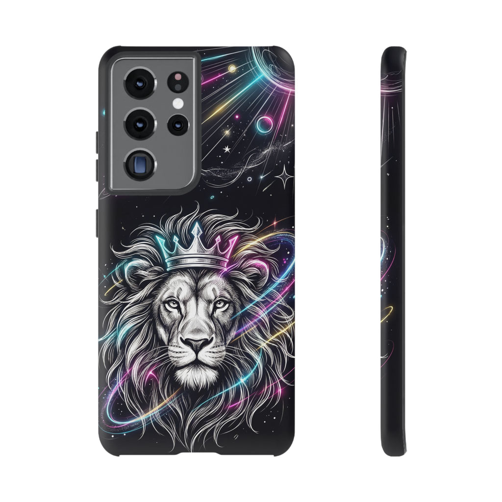 Galaxy Lion Samsung Galaxy Phone Case | Neon Crowned Lion Protective Case