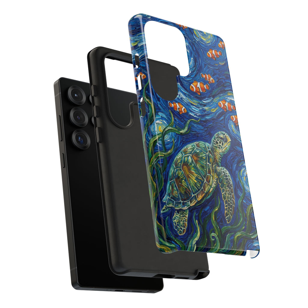 Sea Turtle & Clownfish Tough Samsung Galaxy Case | Van Gogh Style Ocean Art