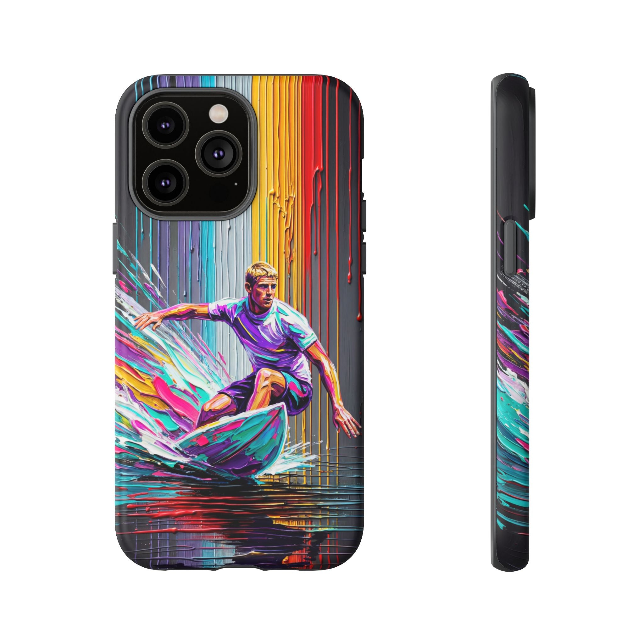 Surfing Art iPhone Case | Colourful Wave Surfer Protective Cover
