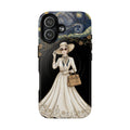 Vintage Starry Night Fashion MagSafe iPhone Case | Elegant Lady in White Dress