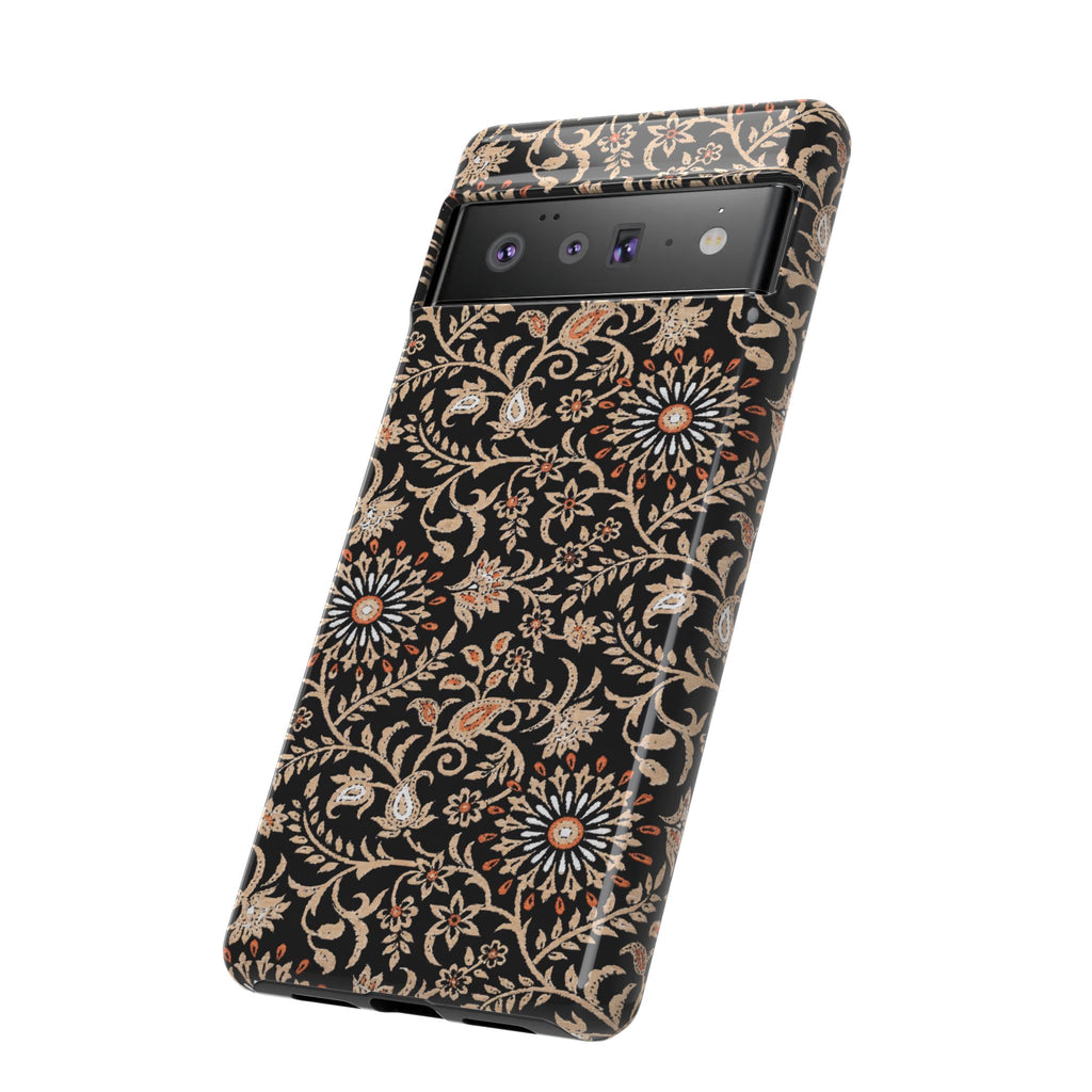 Batik Floral Black Ornate Daisies Tough Google Pixel Case