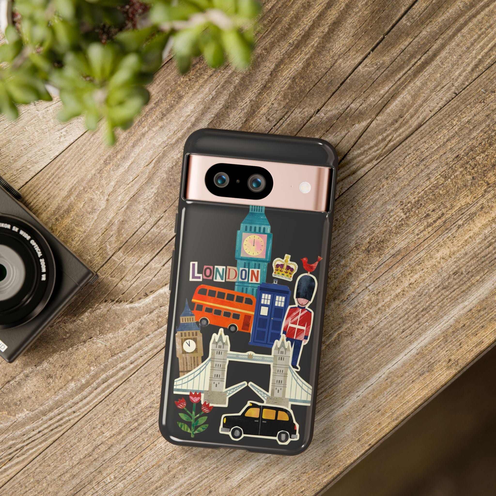 London Travel Google Pixel Phone Case Aesthetic Sticker Collage Cute Retro City Cover