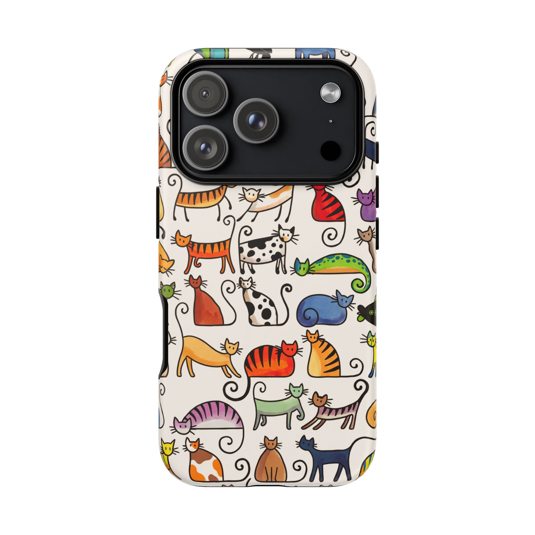 Cat Pattern Tough iPhone Case | Colourful Cartoon Cats