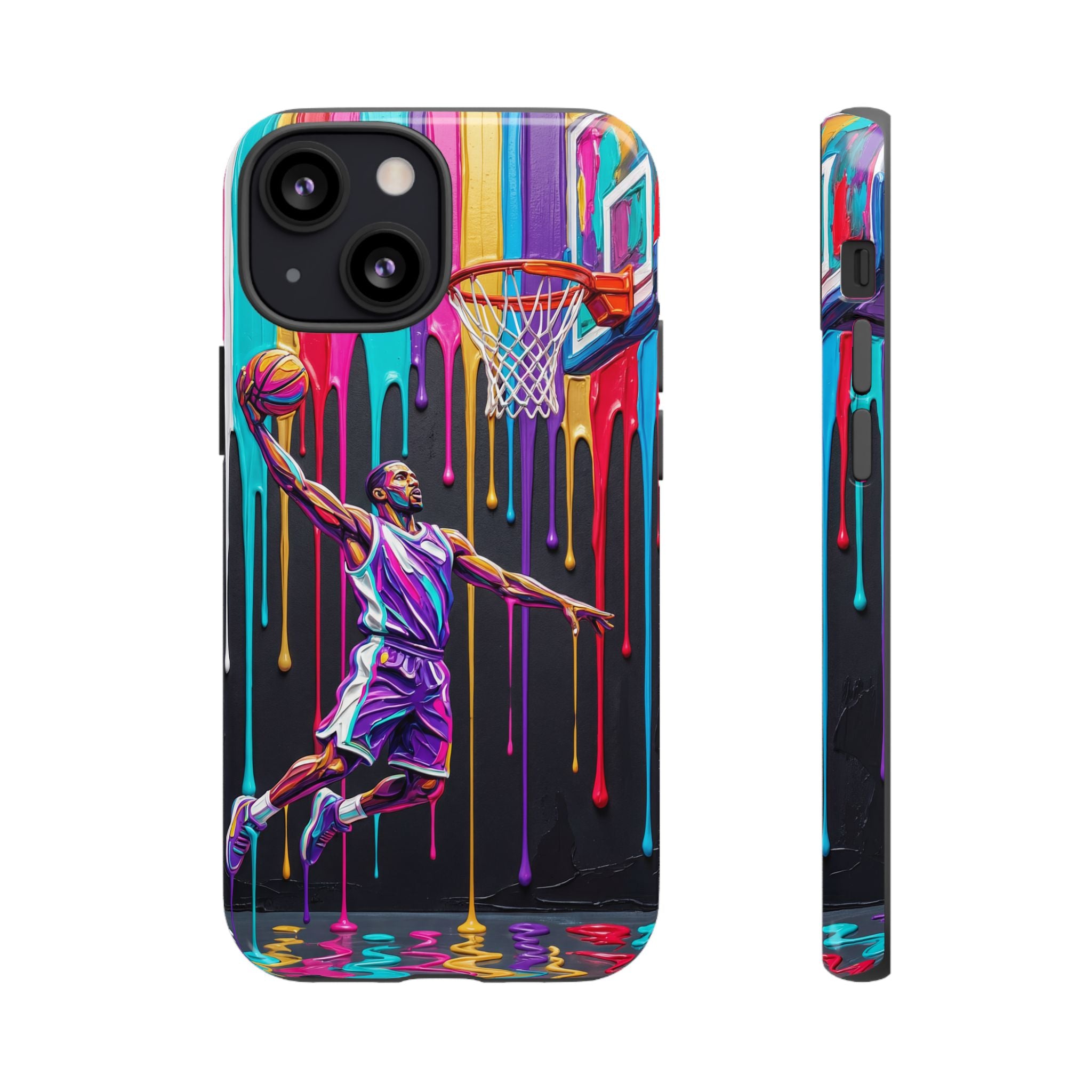 Color Splash Basketball iPhone Case | Vibrant Drip Dunk Design