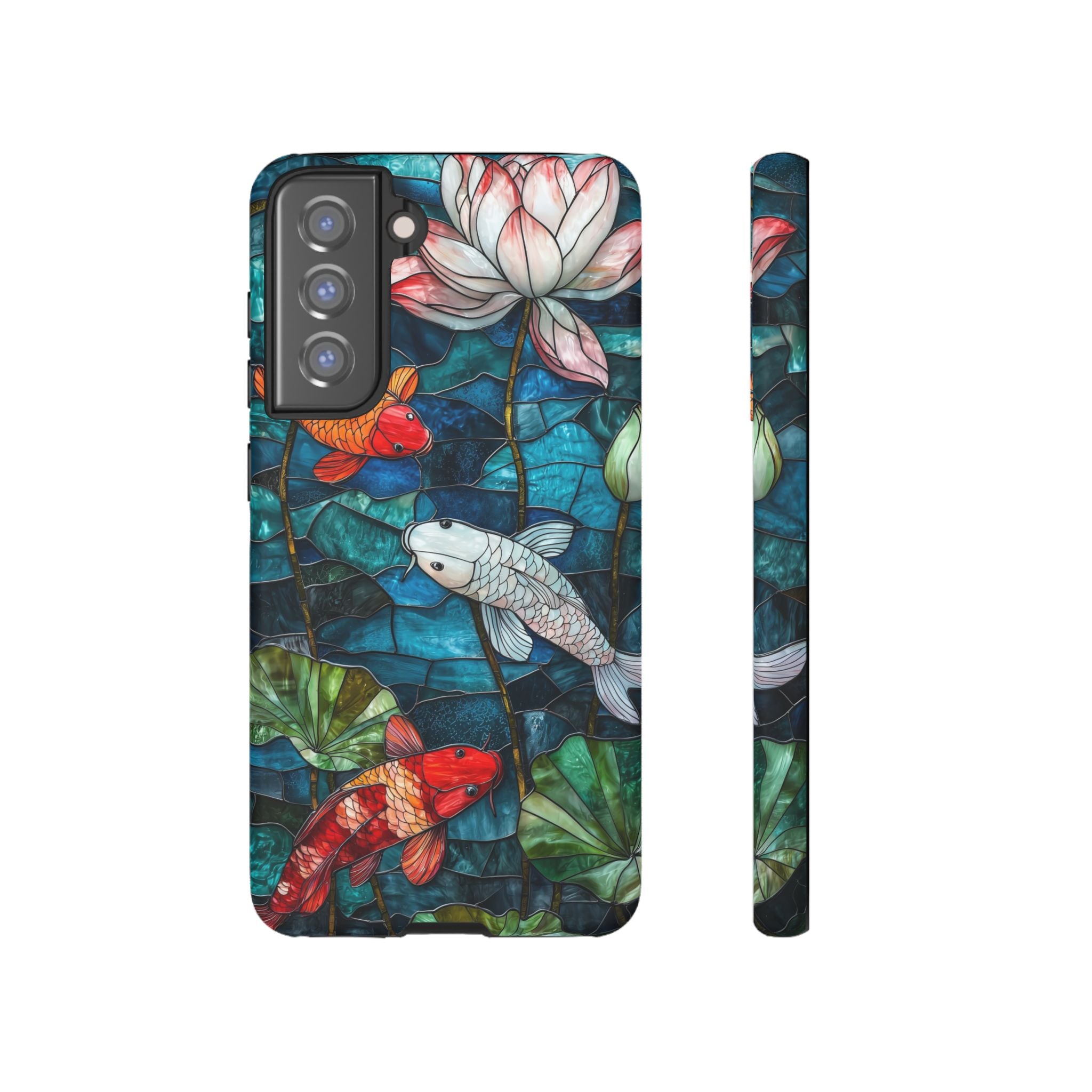 Koi Pond Tough Samsung Galaxy Case — Stained Glass Lotus & Koi Design