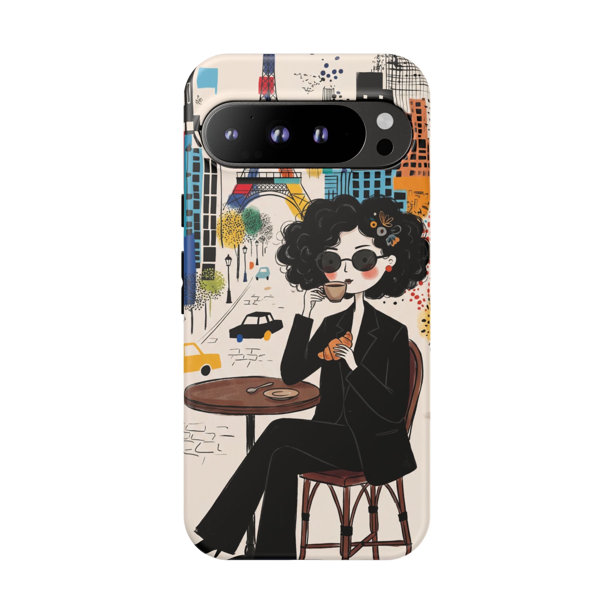 Paris Cafe Chic Google Pixel Phone Case | Stylish Woman Illustration iPhone Cover
