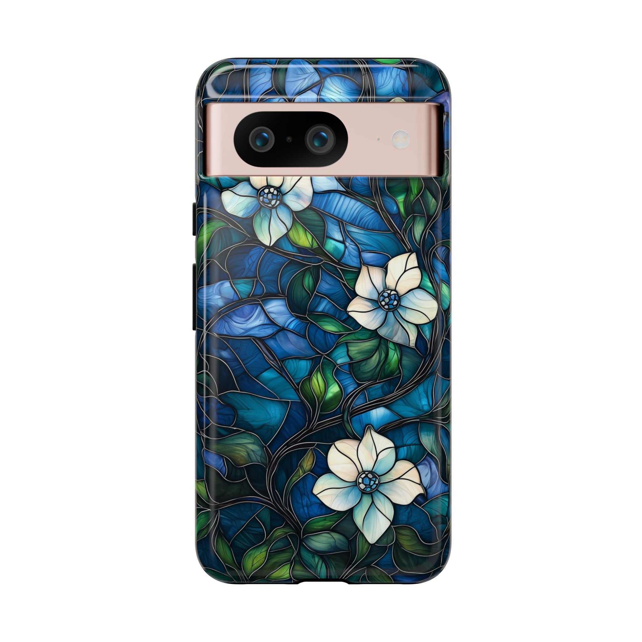 Floral Stained Glass Google Pixel Case – Blue Garden