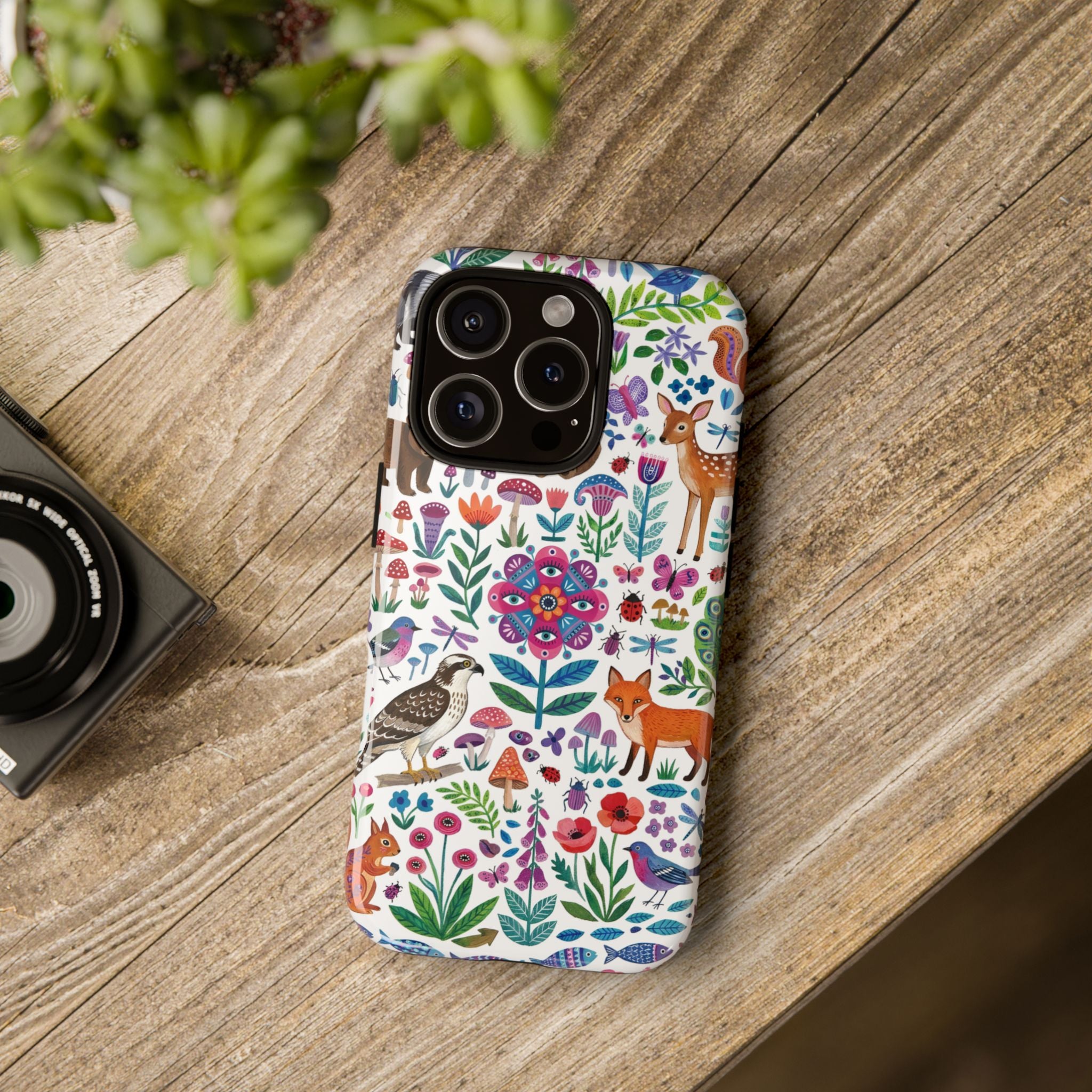 Wild Garden iPhone Case | Cute Forest Animals Floral Pattern Tough Case