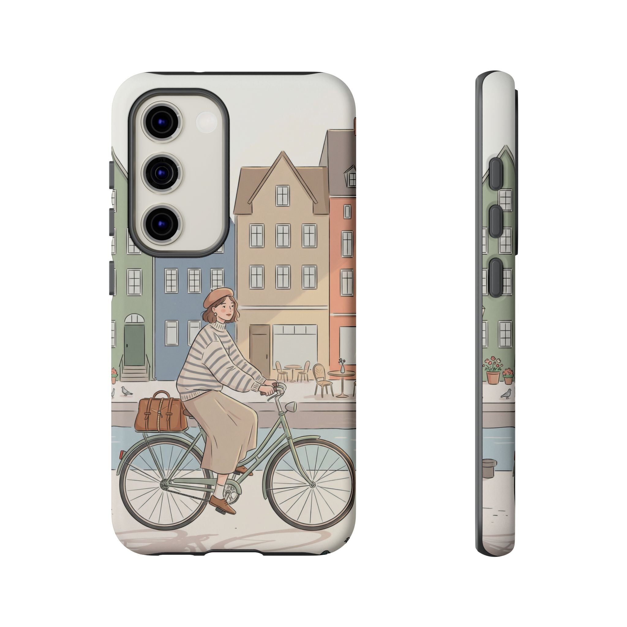 City Bike Samsung Galaxy Phone Case | Cozy European Street Illustration Tough Cases