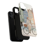 City Bike MagSafe iPhone Case | Cozy European Street Illustration Tough Cases