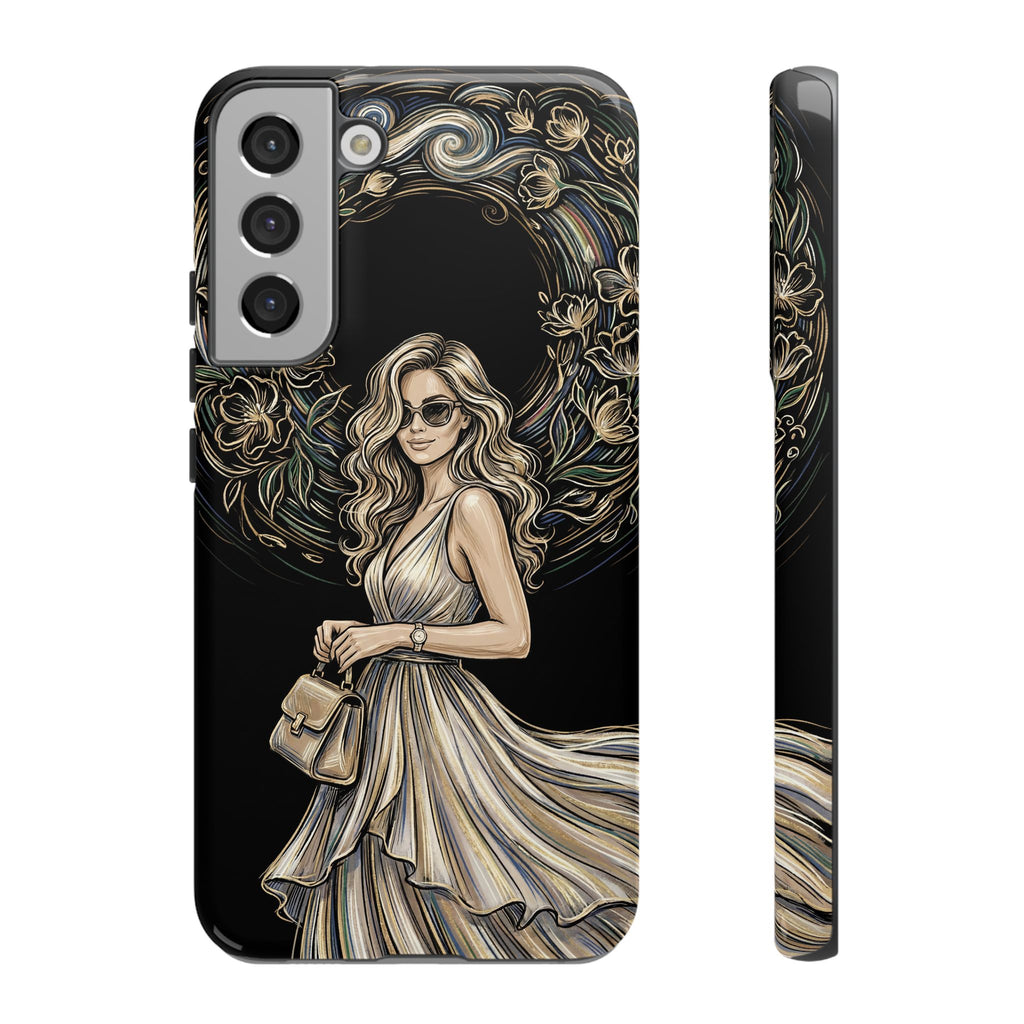 Custodia per telefono Samsung Galaxy robusta con ghirlanda floreale donna elegante